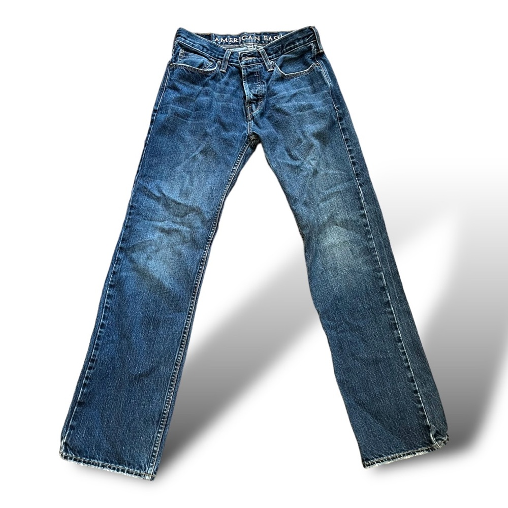 American Eagle Straight Leg Button Fly Medium Wash Jeans Size 29/32